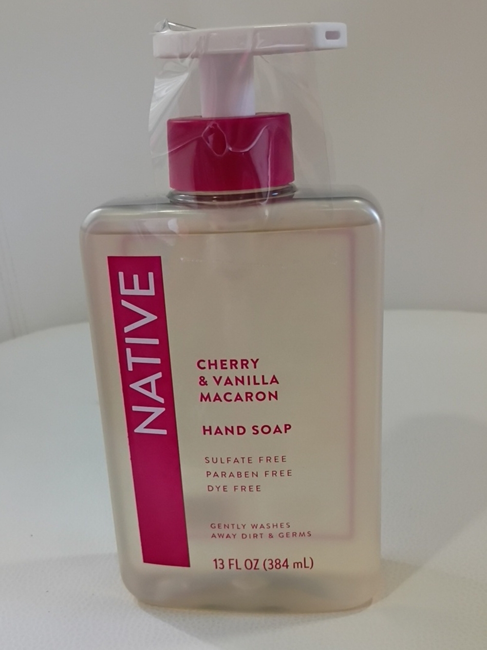 Native Cherry & Vanilla Macaron Hand Soap — Hot Pink & Cream